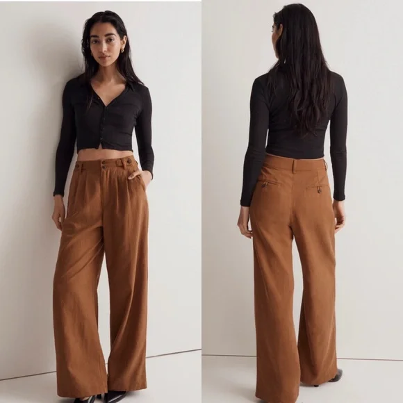 Madewell The Harlow Wide-Leg Pant Acorn Size 12 - Picture 1 of 12